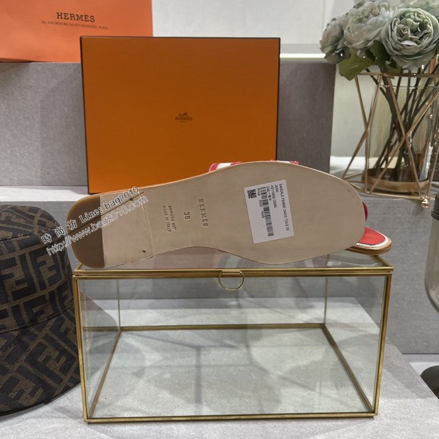 Hermes愛馬仕2022早春新款拼接工藝純手工鞋頂級愛馬仕拖鞋 dx3387